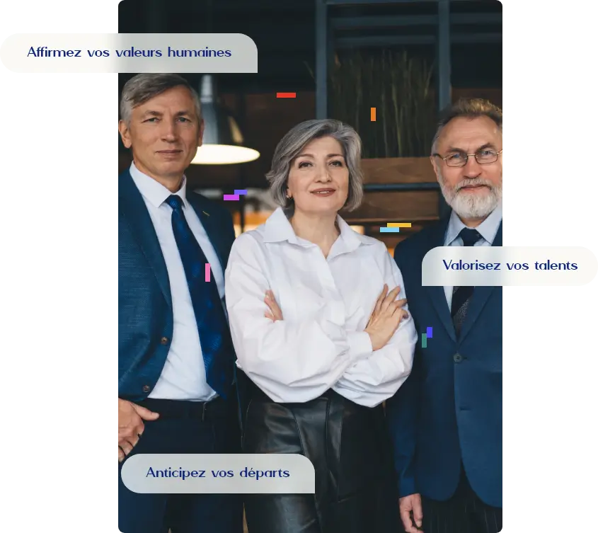Groupe 93 Jeune équipe de salariés ou d'entrepreneurs dynamiques et souriants, composée de trois femmes et d'un homme. Tous portent une chemise et une veste de blazer.